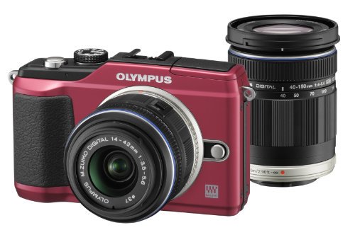 OLYMPUS ミラーレス一眼 E-PL2 ダブルズームキット レッド E-PL2 TLKIT RED【中古品】