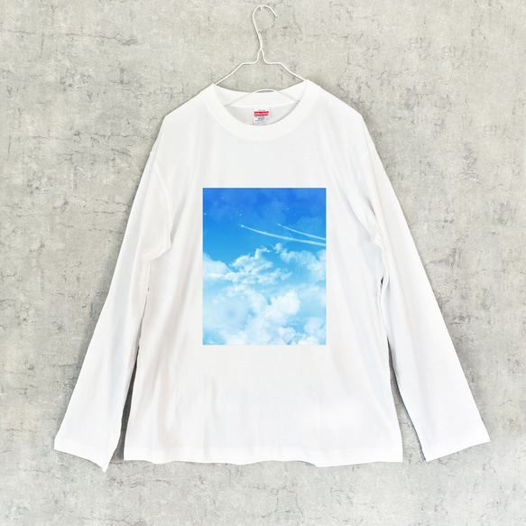 飛行機雲 ロングTシャツ / ロンT カットソー 空 青空