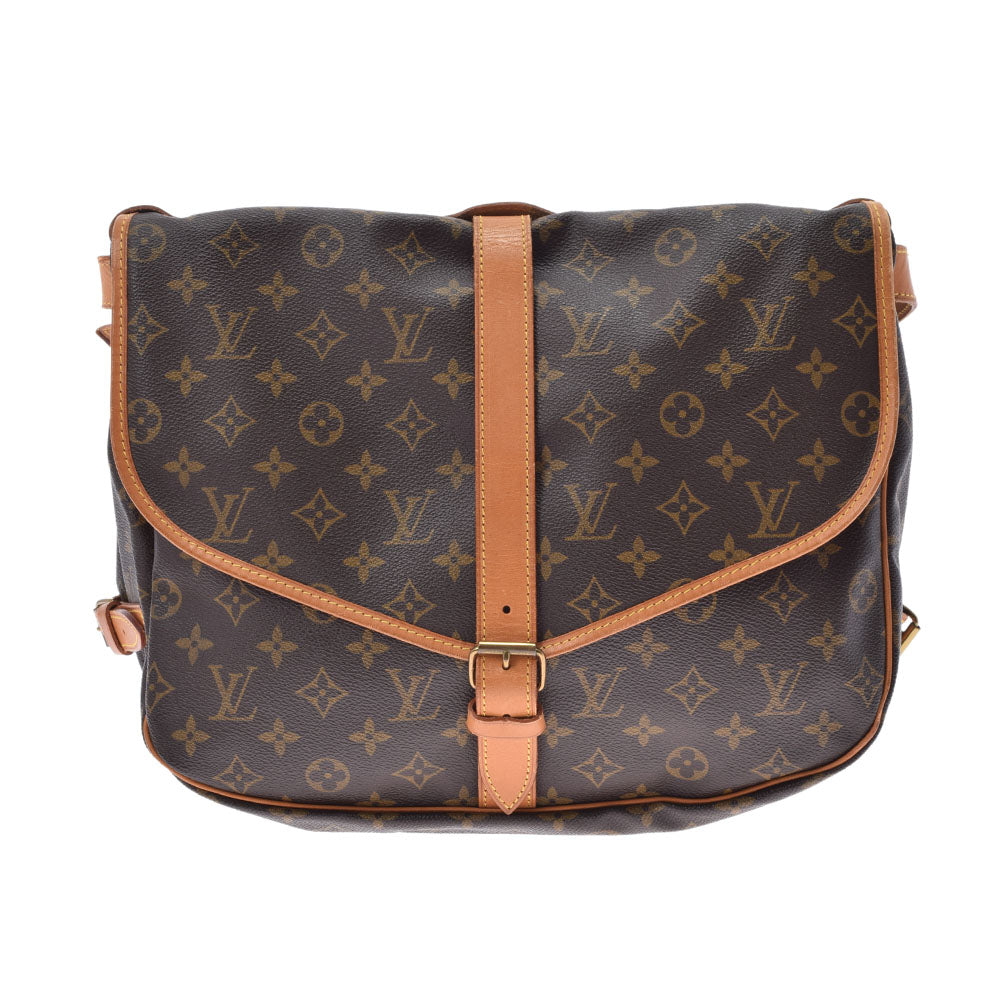 LOUIS VUITTON ルイヴィトン モノグラム ソミュール35 ブラウン M42254 ユニセックス モノグラムキャンバス ショルダーバッグ Bランク 中古 