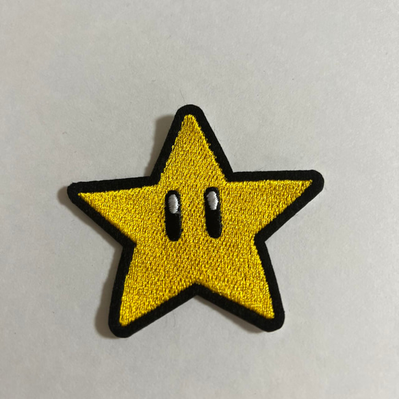 マリオブラザーズ スター イエロー 星 刺繍ワッペン 1枚