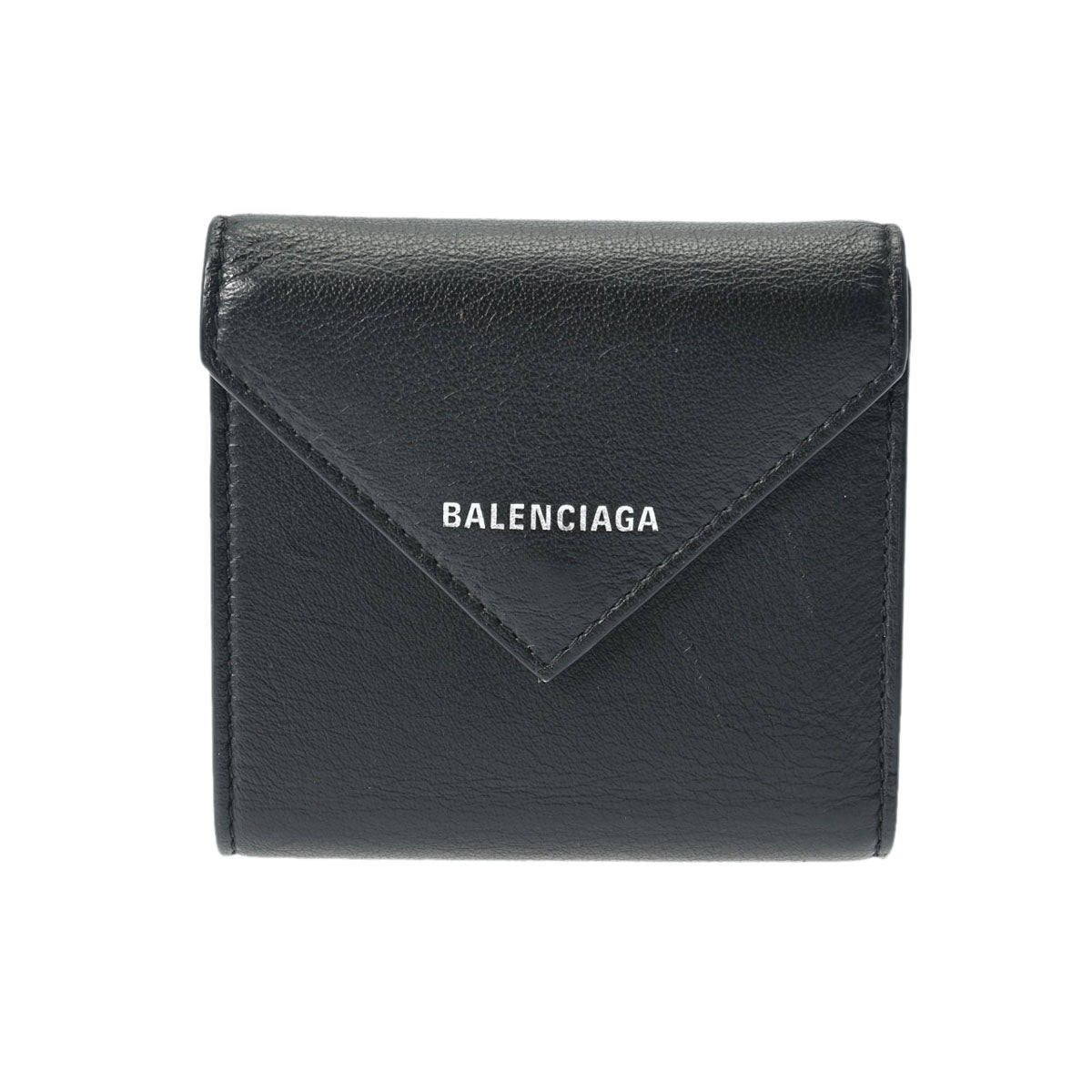 BALENCIAGA バレンシアガ ペーパー コンパクトウォレット 黒 637450 レディース レザー 三つ折り財布 ABランク 中古 