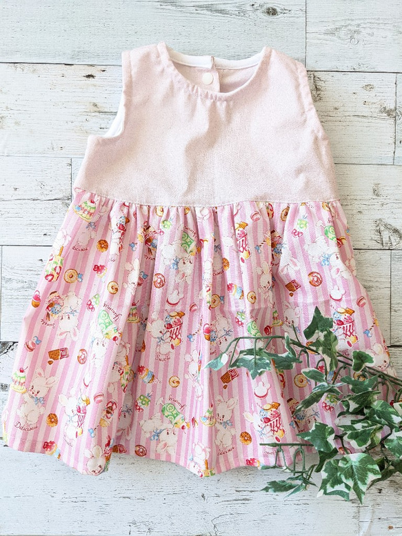 80～90Size 女児　KIDS　キッズ　メルヘン　ワンピース　夏ワンピース　ピンク（上）