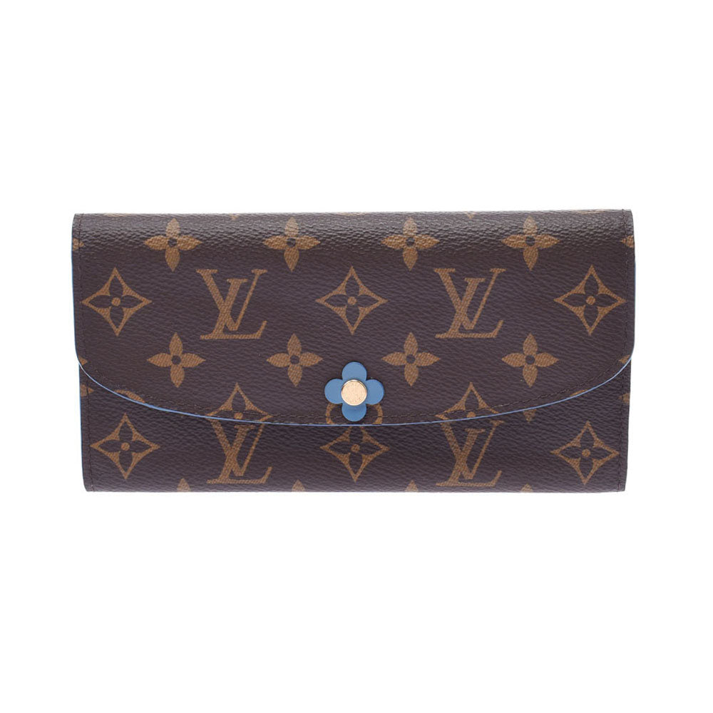 LOUIS VUITTON ルイヴィトン モノグラム ポルトフォイユ エミリー フラワー ブルージーン M63895 レディース モノグラムキャンバス 長財布 ABランク 中古 