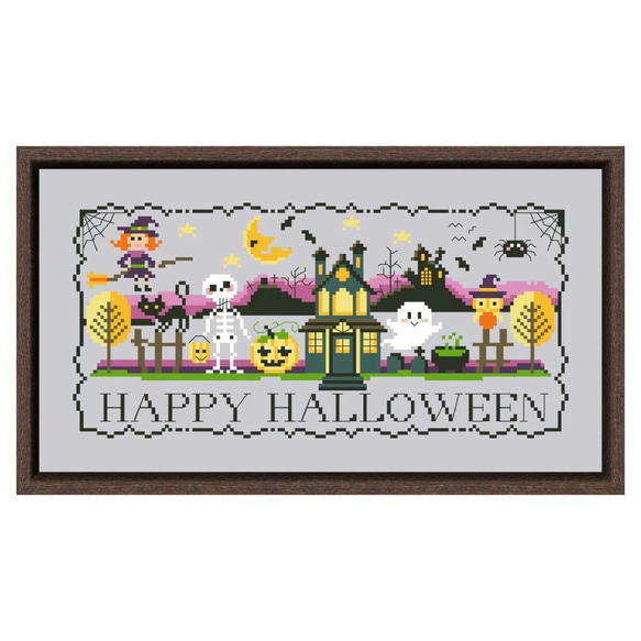 【送料無料】★ハッピーハロウィン／ライトグレー14CT★クロスステッチ刺繍キット