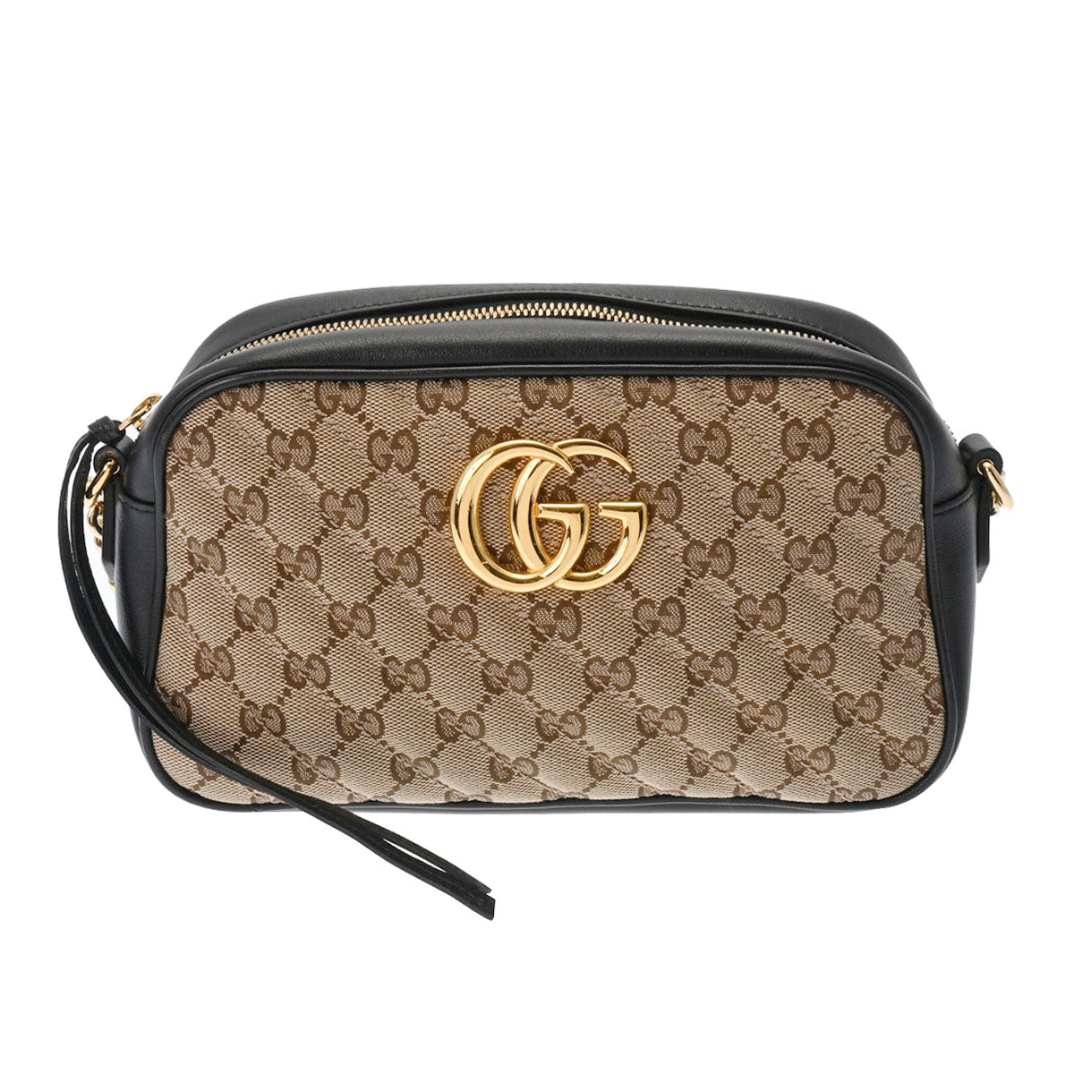 GUCCI グッチ GGマーモント  チェーンショルダー ベージュ/黒 447632 レディース GGキャンバス/レザー ショルダーバッグ ABランク 中古 