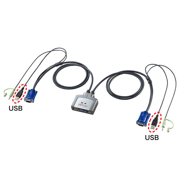 サンワサプライ パソコン自動切替器(2:1) SW-KVM2AUUN 1個