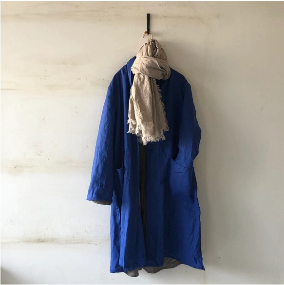 LINEN羽織　French Linen100%　Royal Blue 晴れやかブルー　01112