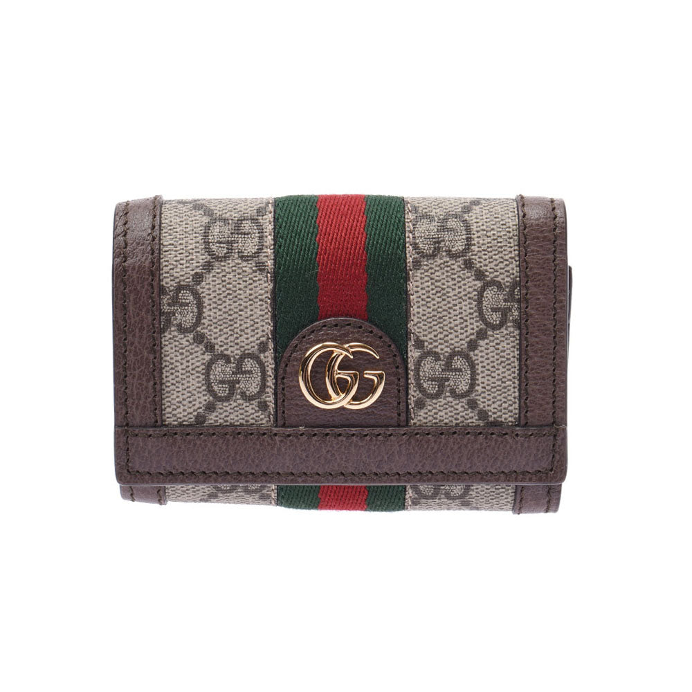 GUCCI グッチ コンパクトウォレット オフィディア ベージュ系/茶 644334 レディース GGスプリームキャンバス レザー 三つ折り財布 未使用 