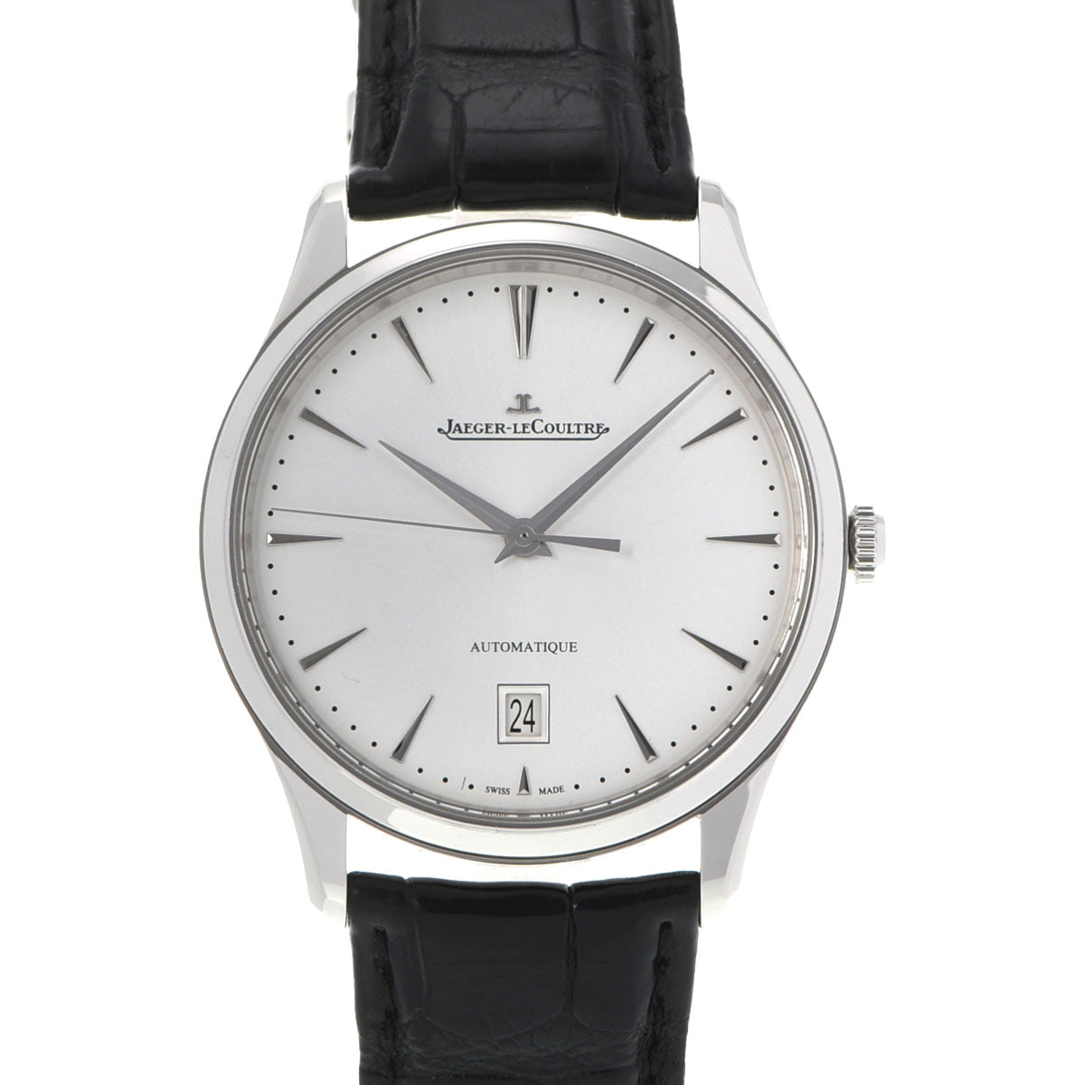 JAEGER-LECOULTRE ジャガー・ルクルト マスターウルトラスリム デイト Q1238420/109.8.37.S メンズ SS/革 腕時計 自動巻き シルバー文字盤 Aランク 中古 