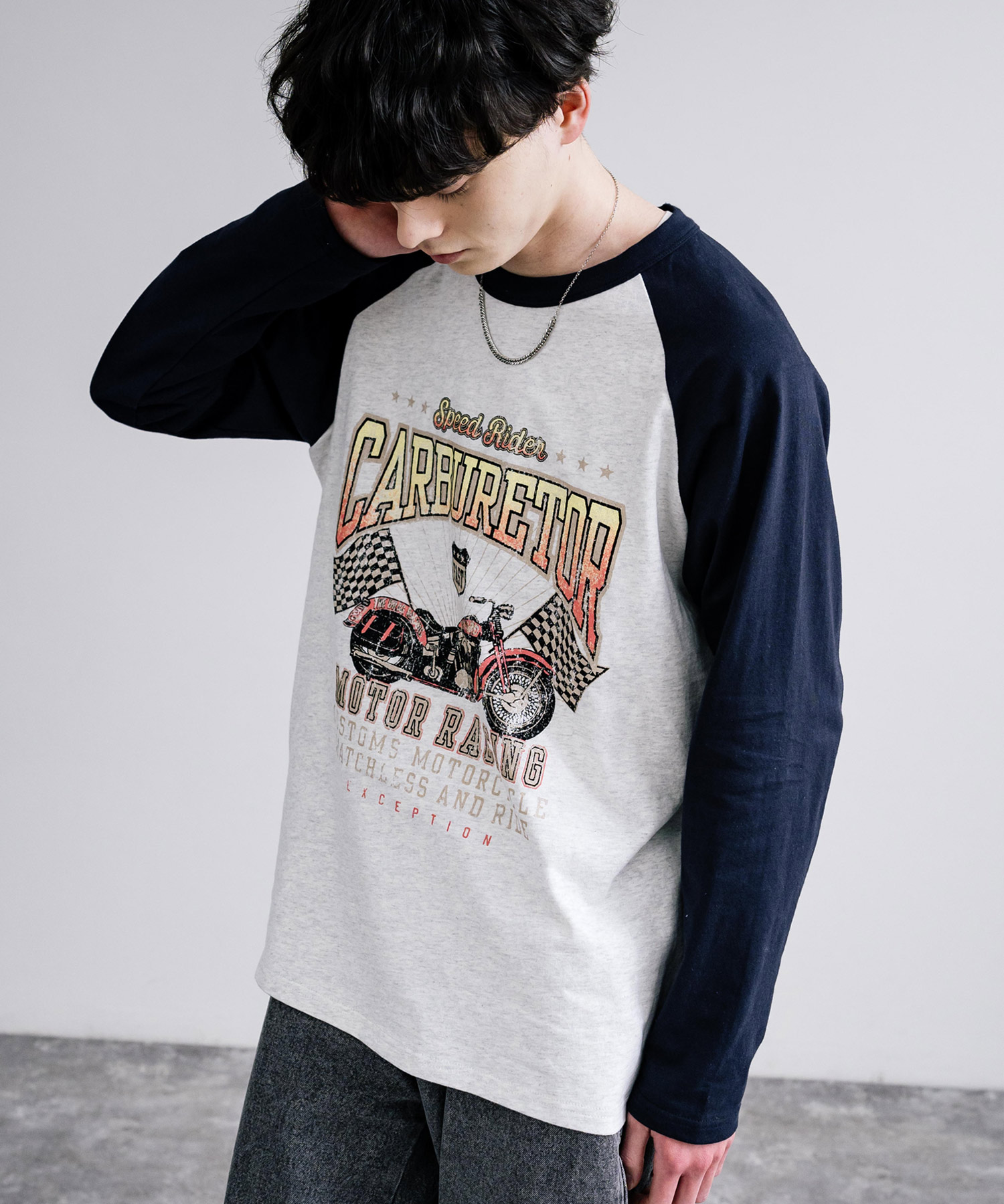 ロッキーモンロー/ロンT ラグラン 長袖 メンズ レディース カットソー Tシャツ プリント カレ･･･