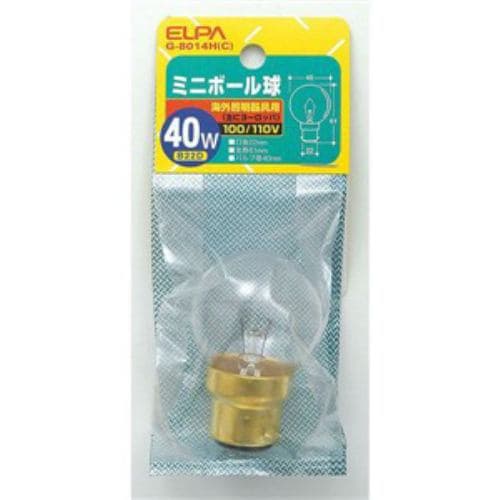 ELPA G-8014H(C) ミニボール球 40W B22D G40 クリア