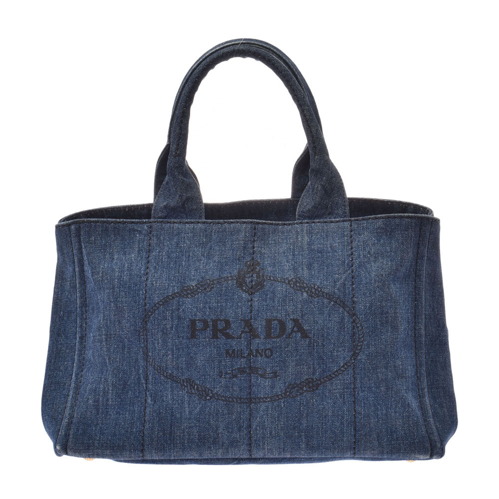 PRADA プラダ カナパ 青 B1877B レディース デニム トートバッグ Bランク 中古 