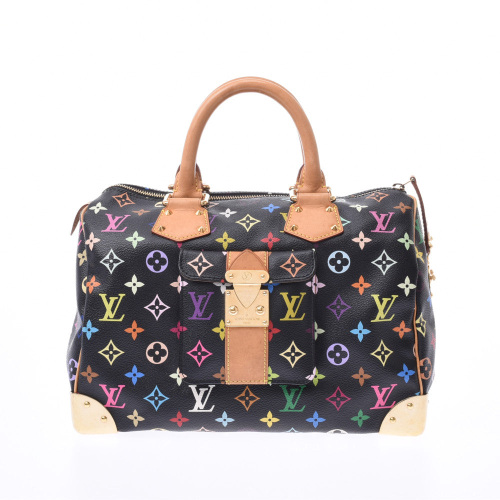 LOUIS VUITTON ルイヴィトン マルチカラー スピーディ30 黒 M92642 レディース モノグラムマルチカラー ハンドバッグ Bランク 中古 