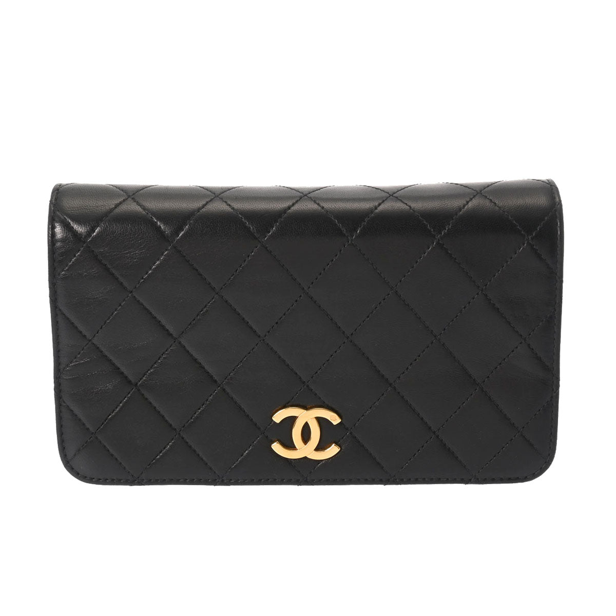 CHANEL シャネル マトラッセ チェーンショルダー 19cm 黒 ゴールド金具 レディース ラムスキン ショルダーバッグ ABランク 中古 