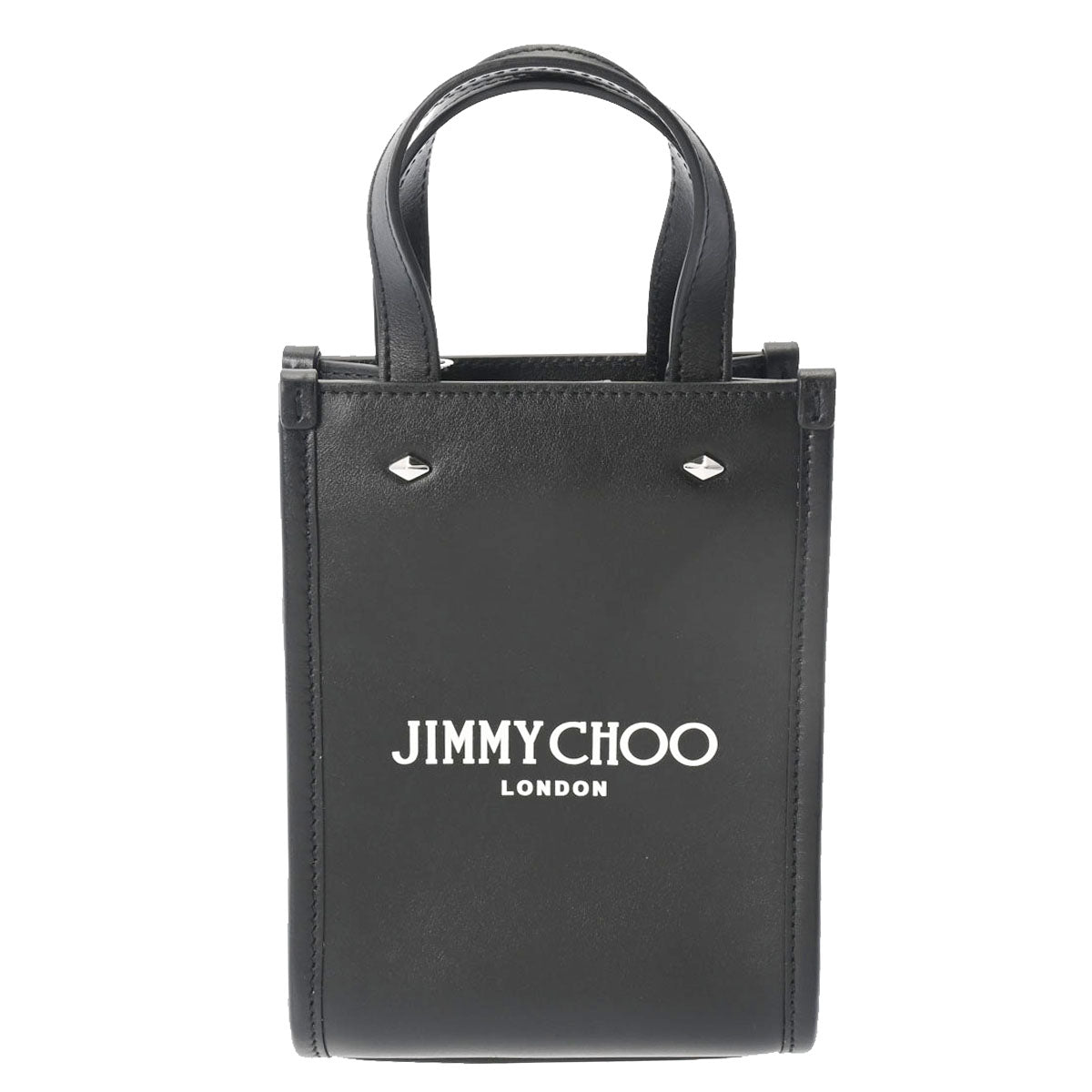 JIMMY CHOO ジミーチュウ MININSTOTE ANR 2WAY 黒 シルバー金具 レディース カーフ ショルダーバッグ ABランク 中古 