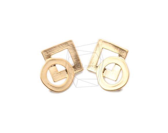 ERG-1146-MG【2個入り】スクエアサークルピアス,Square circle Post Earrings