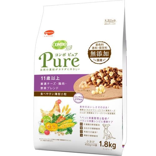 日本ペットフード COMBO Pure 11歳以上厳選チーズ・鶏肉・野菜ブレンド ドッグフード 1.8kg