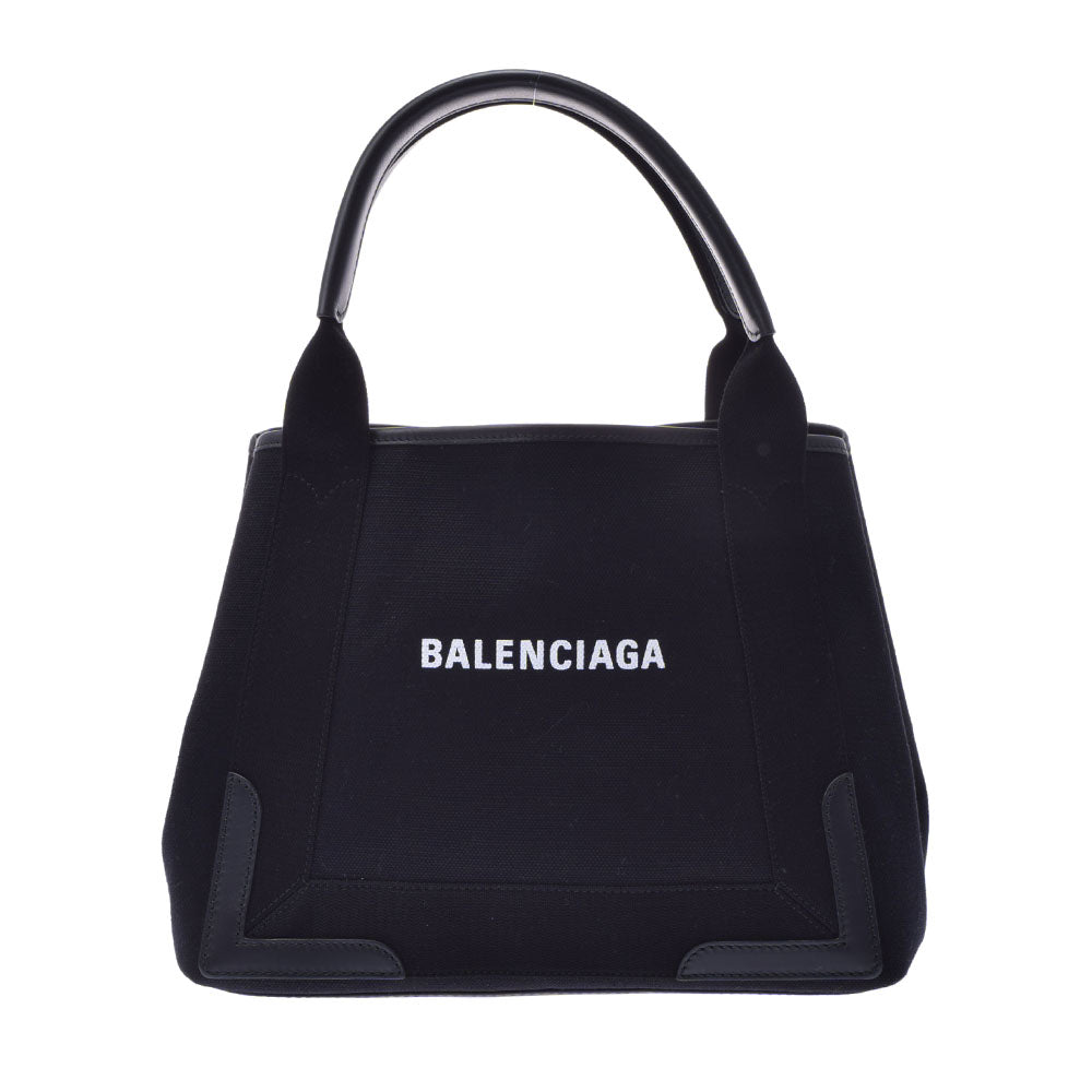 BALENCIAGA バレンシアガ ネイビーカバ S 黒 339933 レディース キャンバス/レザー ハンドバッグ Aランク 中古 