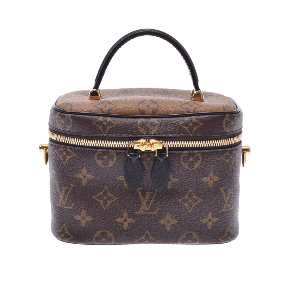 LOUIS VUITTON ルイヴィトン モノグラム リバース ヴァニティ NV PM 2WAY キャメル系/黒 M45165 レディース モノグラムキャンバス ハンドバッグ 新同 中古 