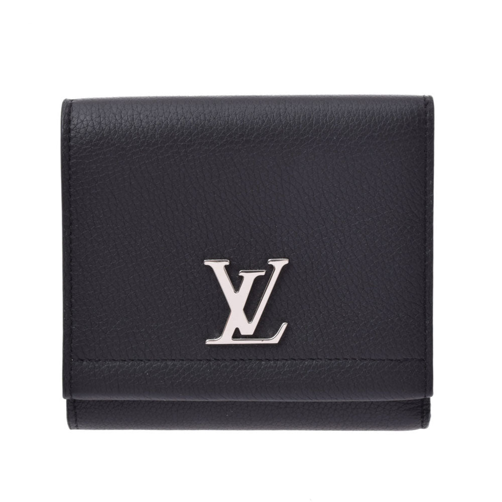 LOUIS VUITTON ルイヴィトン ポルトフォイユ ロックミー2 黒 M64309 ユニセックス レザー 三つ折り財布 Aランク 中古 