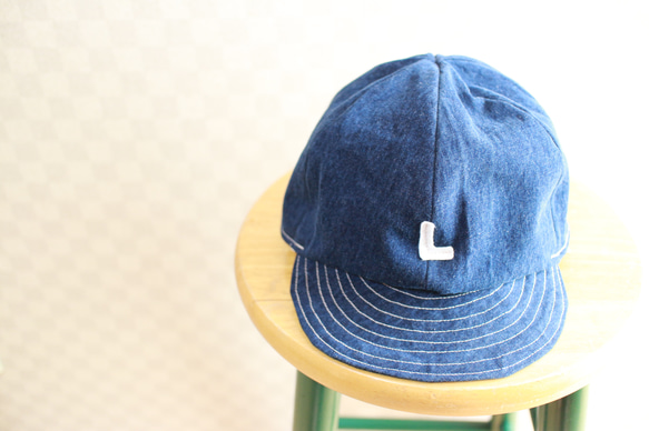 Over Size Short Tuba Cap Used Denim ロゴ