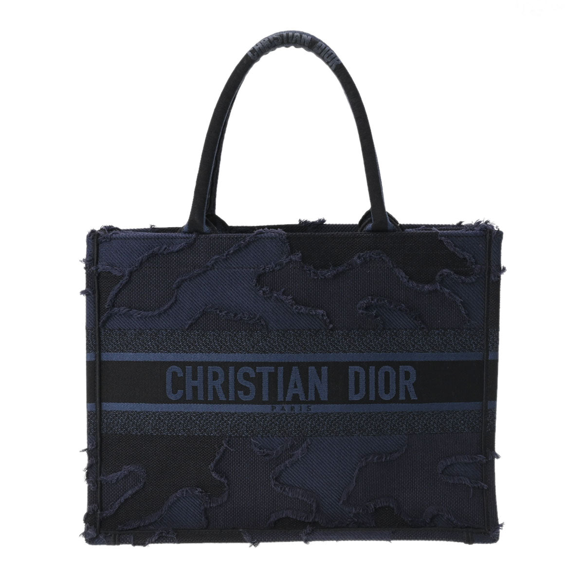 CHRISTIAN DIOR クリスチャンディオール ブックトート ミディアム 迷彩柄 ネイビー レディース キャンバス ハンドバッグ ABランク 中古 