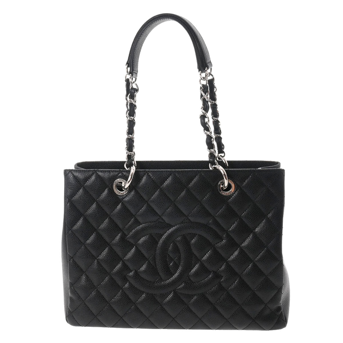 CHANEL シャネル マトラッセ GSTトート ブラック シルバー金具 レディース キャビアスキン トートバッグ 新同 中古 