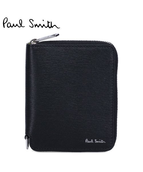 ポールスミス Paul Smith 財布 二つ折り財布 メンズ 本革 ラウンドファスナー WALLET ZIP BFOLD ブラック 黒 M1A－6702－KS