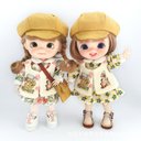 オビツ11服 ob11服 花柄ワンピース コート 帽子 ねんどろいどどーる ドール衣装 ドール服 ob11 1/12サイズbjd服