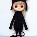 ブライスちゃん　黒ラメ猫　オールインワンとキャップ　服