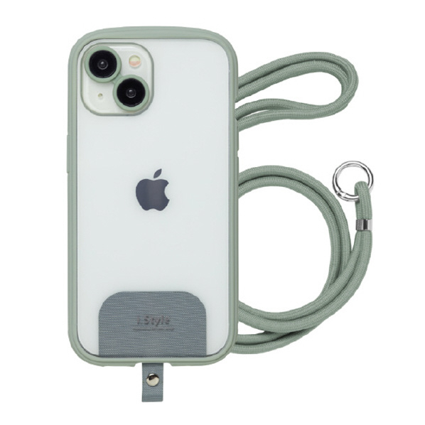 NATURAL design iPhone 15/14用背面型ケース i.Style Shoulder ライトグリーン IP23-61-ISSH03