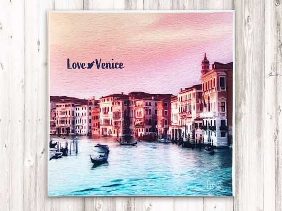 ファブリックパネル アート絵画 Love Venice イタリア ベニス 運河 街 風景 正方形 SSMサイズ 日本製