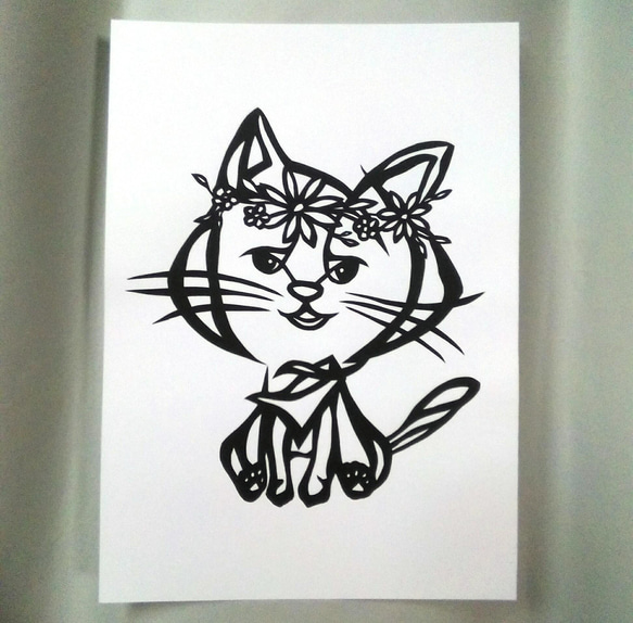 【切り絵】原画　B5サイズ　cat2