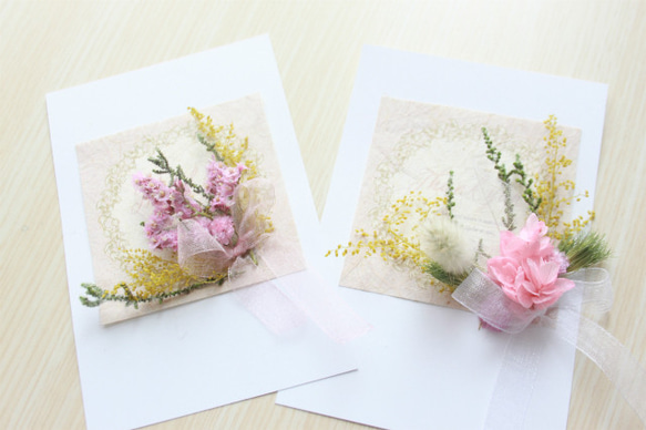 Dry Flower コラージュPost Card 2枚セット ～アジサイ＆スターチス～