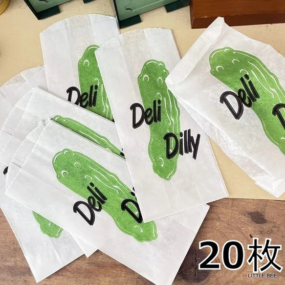 096・ピクルス袋　Deli Dilly　20枚セット　マルシェ袋　海外　ラッピング　包装　紙物　紙袋