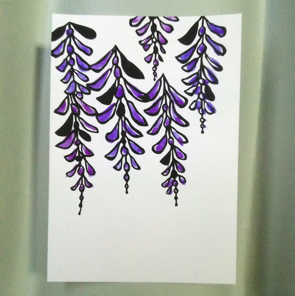 【切り絵】原画　A5サイズ　 Wisteria flowers3