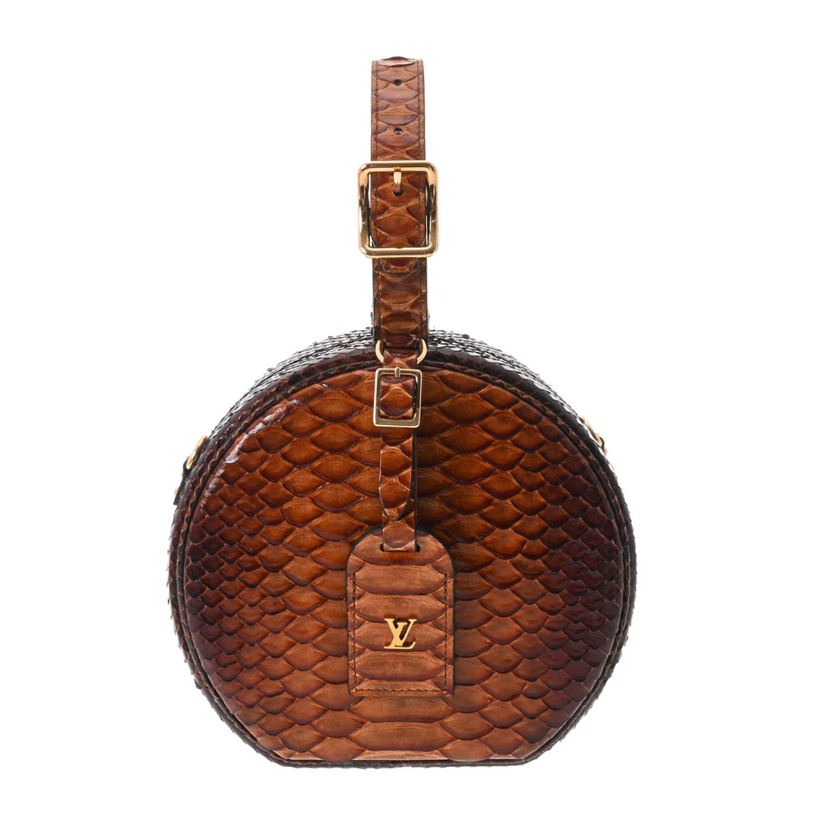 LOUIS VUITTON ルイヴィトン モノグラム プティット ボワット シャポー ブラウン N93642 レディース パイソン 2WAYバッグ 新同 中古 