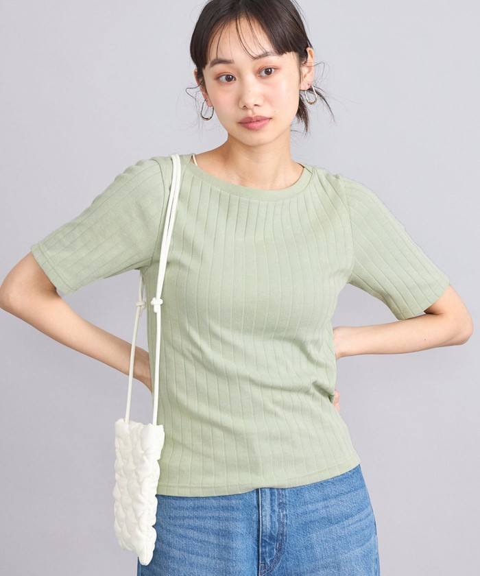 coen/【WEB限定】USAコットンワイドリブボートネックTシャツ