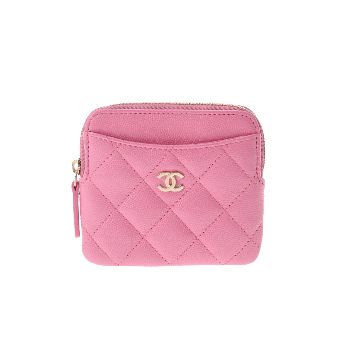 CHANEL シャネル コインカードケース ピンク ゴールド金具 AP2061 レディース キャビアスキン コインケース 新同 中古 