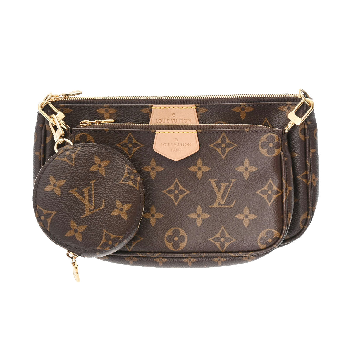 LOUIS VUITTON ルイヴィトン モノグラム ミュルティ ポシェット アクセソワール ブラウン カーキ M44813 レディース モノグラムキャンバス ショルダーバッグ Aランク 中古 