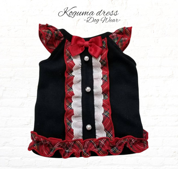 再販【チェックフリルリボントップス୨୧*】Koguma-dress・犬服