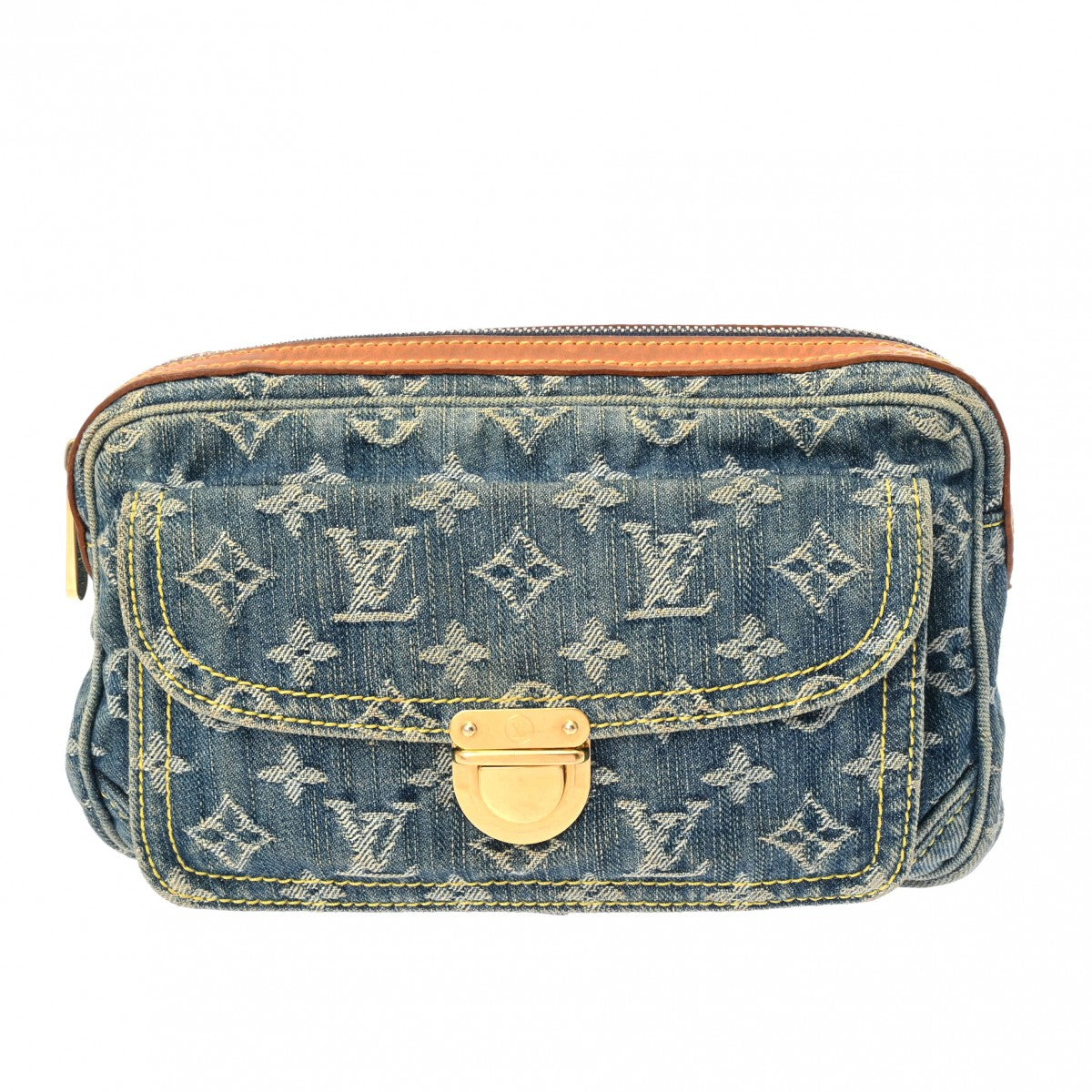 LOUIS VUITTON ルイヴィトン モノグラムデニム バムバッグ ブルー M44336 ユニセックス モノグラムデニム ボディバッグ Bランク 中古 