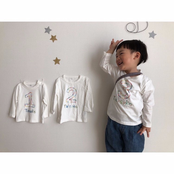 アニバーサリー刺繍Tシャツ　1歳　名入れ