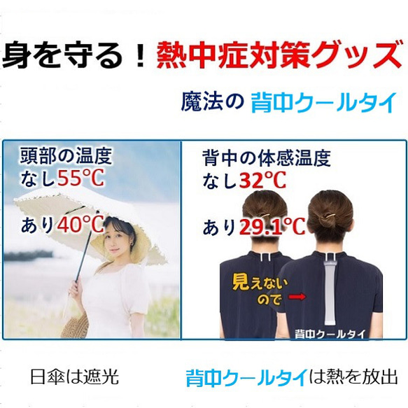 着るクーラー  暑さ 熱中症対策 グッズ  軽装 クールビズ こもる熱 蒸れ 放出 背中冷却 冷やす魔法の背中クールタイ