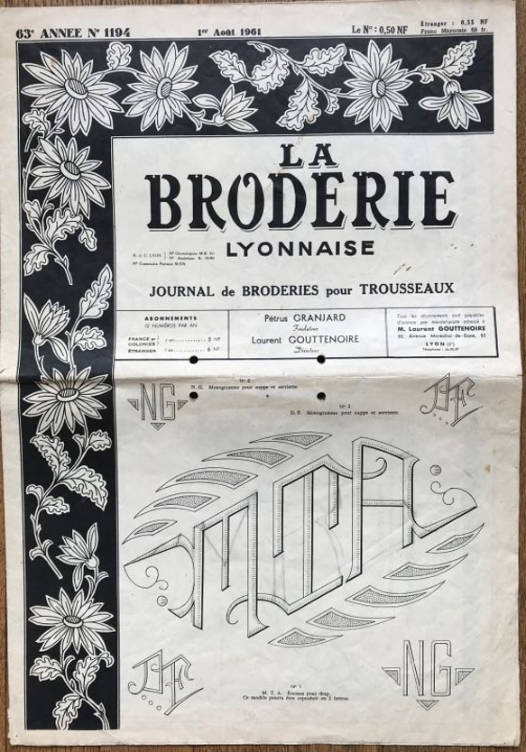 フランス　刺繍新聞1961年8月.