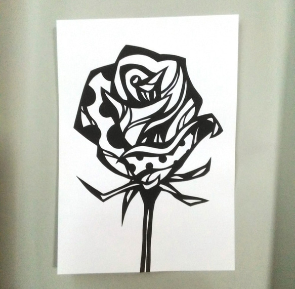 【切り絵】原画　A5サイズ　rose2