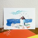 「ミコノス島の風車（ギリシャ）」Mykonos/Greece  postcard  ポストカード２枚セット 2 for 400 yen　ギフト　インテリア　グリーティングカード