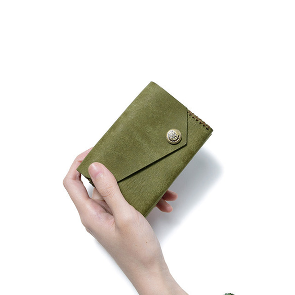 色鮮やかなプエブロレザー　三つ折り財布 [オリーブ] / Mini Wallet [OLIVE] 雑貨　ギフト　レザー