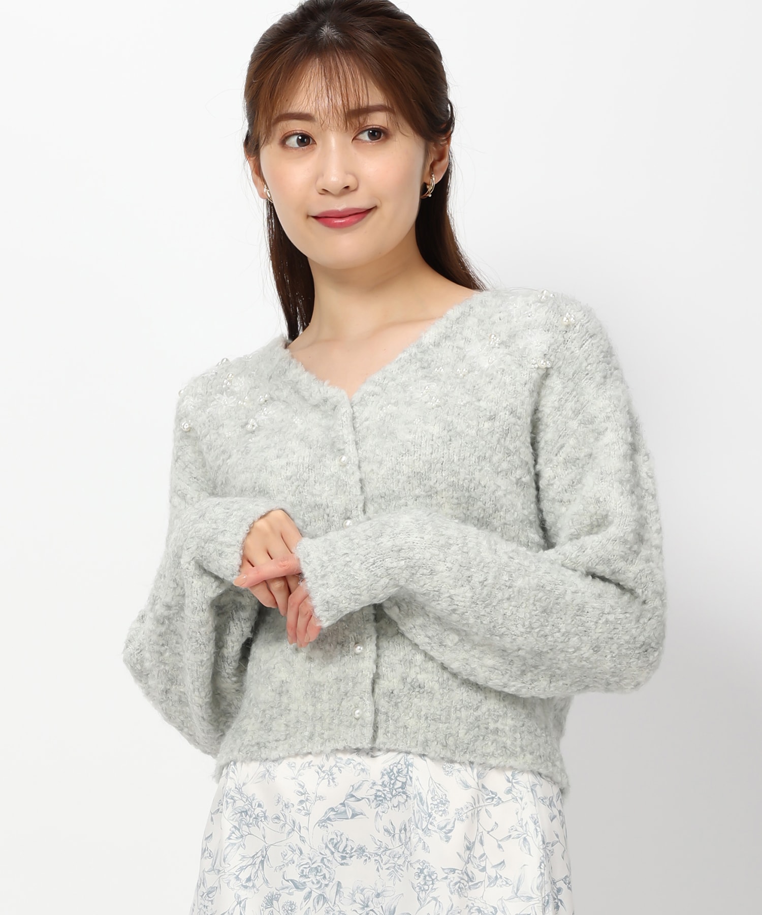 ミッシュマッシュ/フワフワフラワー刺繍カーディガン/MM338408