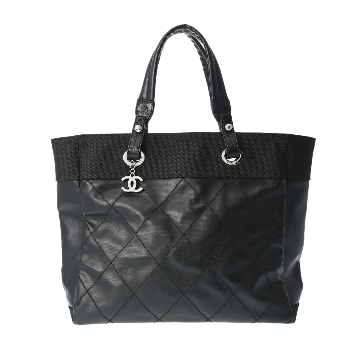 CHANEL シャネル パリビアリッツ トート MM 黒 シルバー金具 A34209 レディース キャンバス/レザー トートバッグ Aランク 中古 